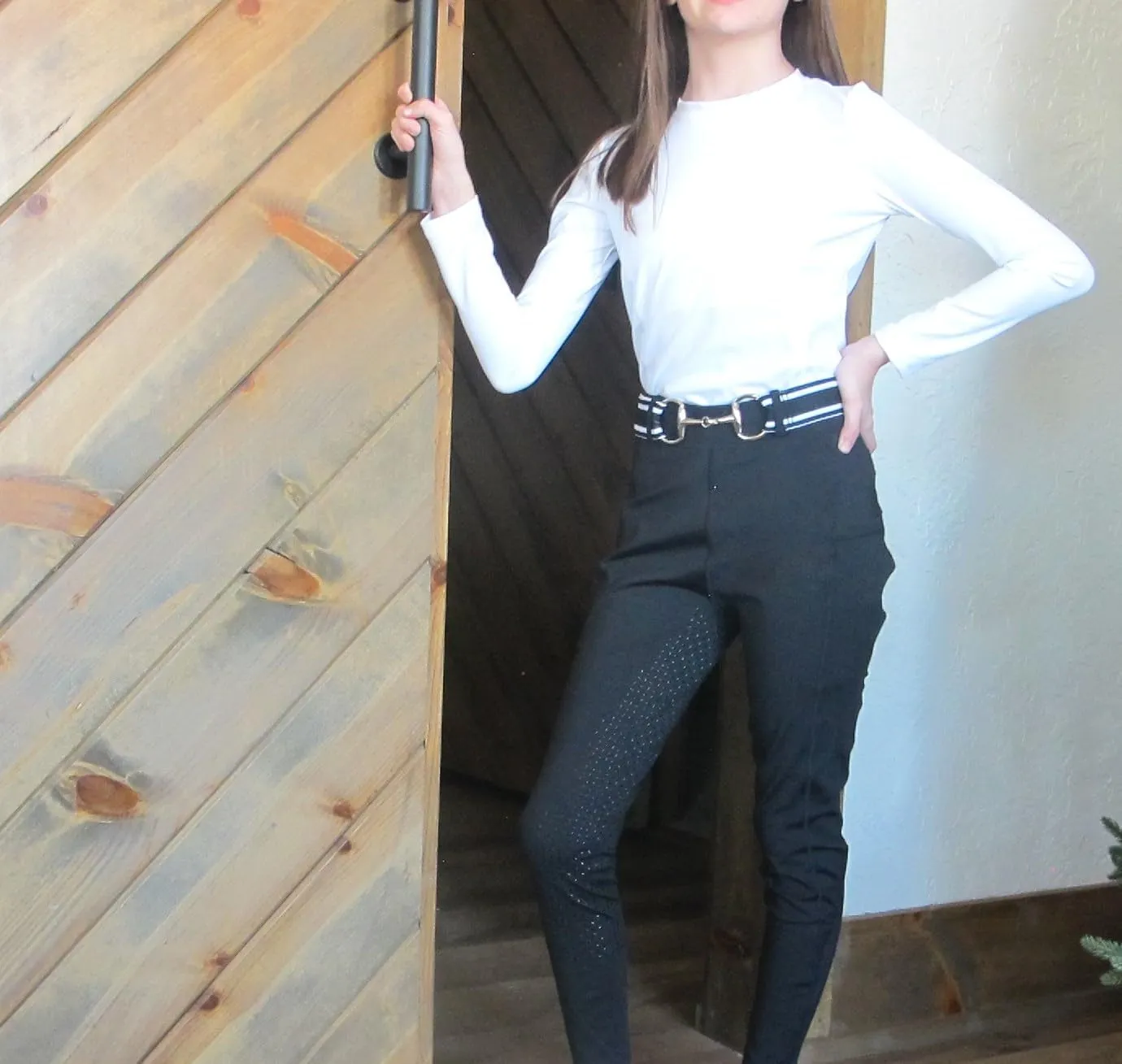 Kids 1.5 inch Equestrian Belt, Adjustable Elastic Belts for Girls, Perfect for Riding Breeches