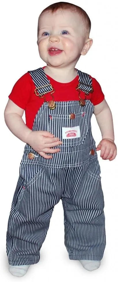 Kids Brown and White Stripe Striped Overalls 21" High Waist 2-3 Years Unisex