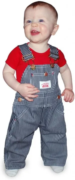 Kids Brown and White Stripe Striped Overalls 21" High Waist 2-3 Years Unisex