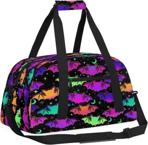 Kids Overnighter Duffel Bags for Boys Girls, Halloween Bat Carry-On Size Sports Gym Bag for School Practice or Overnight Travel Weekender Sleepover Workout Tote Bag