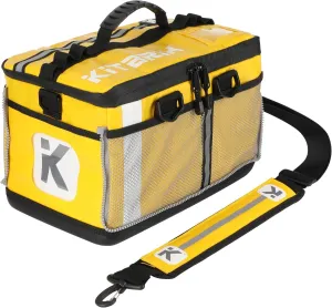 KitBrix Waterproof Sports Duffel Bag, Personal Item Travel Bag 15.3" x 9.4" x 9.4" - Solid Base - Built for Wet, Muddy Gear - Multi-Use Swimming, Gym, Soccer, Camping, Triathlon Transition Bag, Yellow