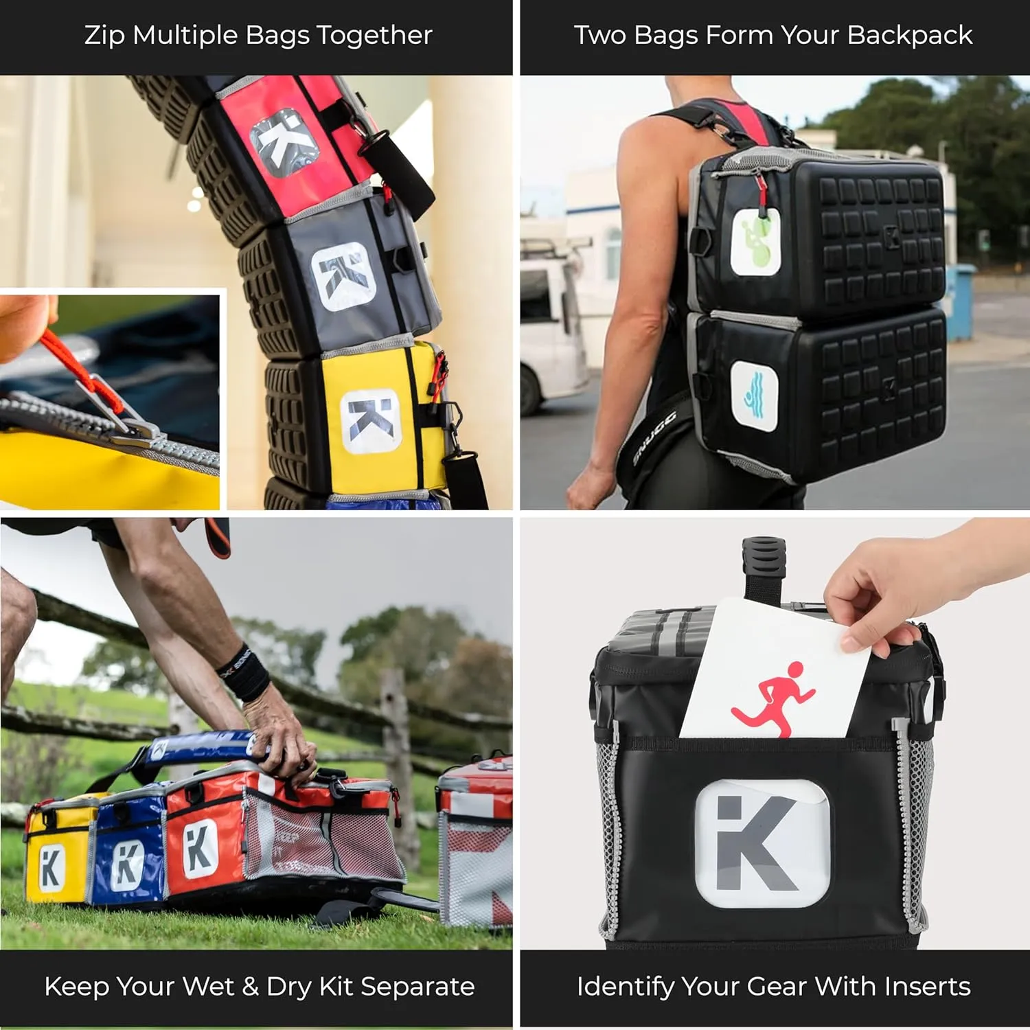 KitBrix Waterproof Sports Duffel Bag, Personal Item Travel Bag 15.3" x 9.4" x 9.4" - Solid Base - Built for Wet, Muddy Gear - Multi-Use Swimming, Gym, Soccer, Camping, Triathlon Transition Bag, Yellow