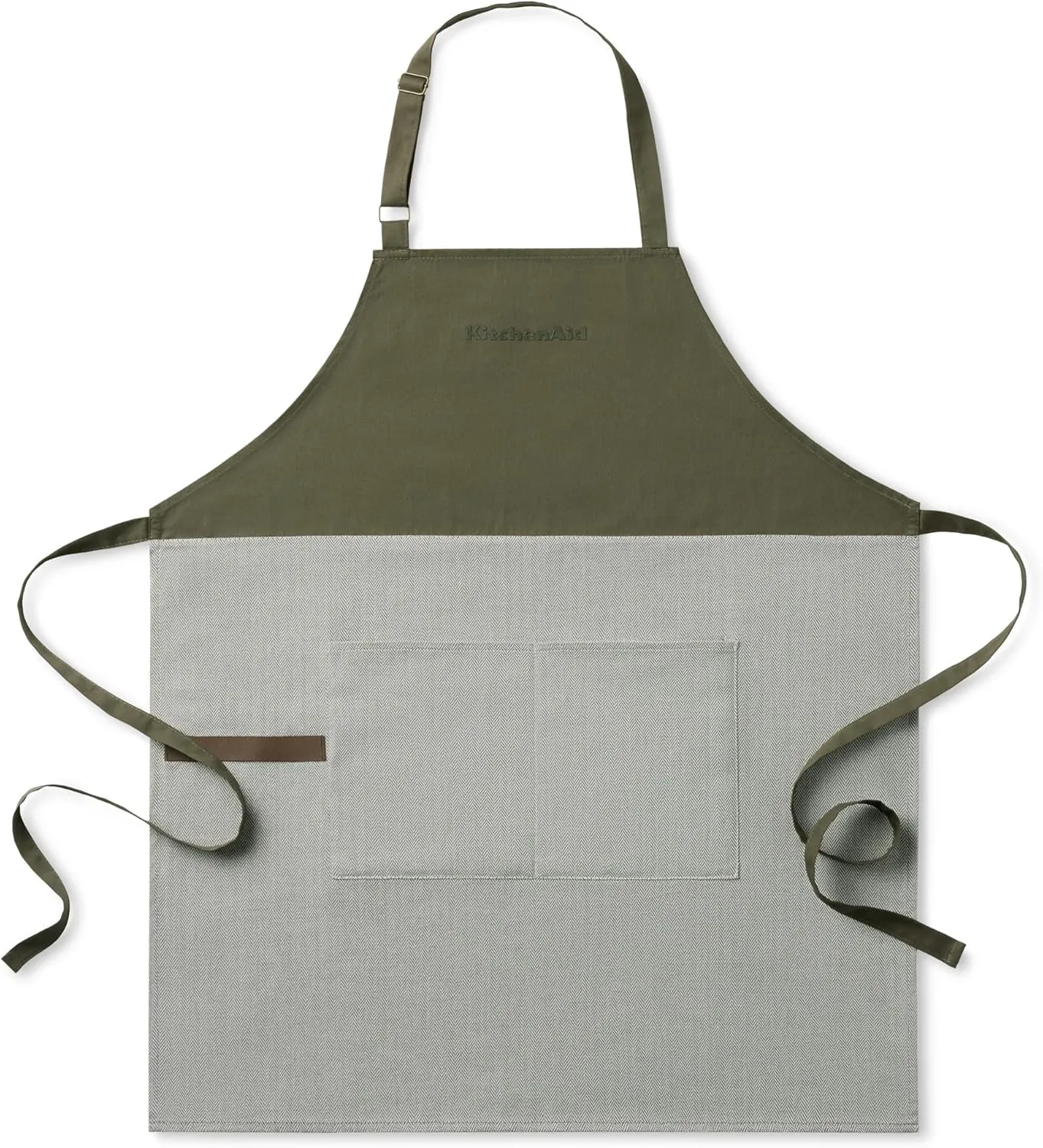KitchenAid® Evergreen Design Series Herringbone Apron, 100% Cotton, Adjustable Straps, Deep Forest Green, 32"x28"