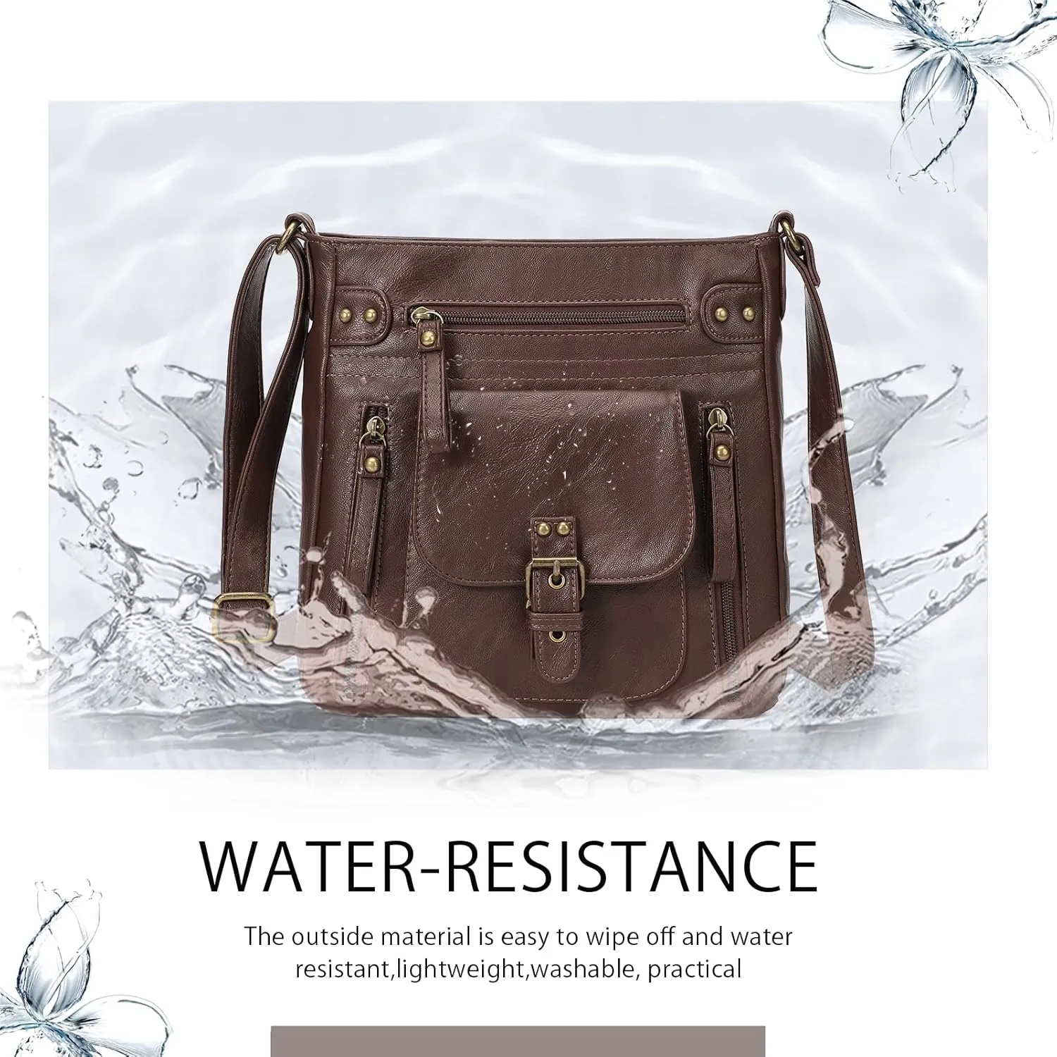 KL928 Crossbody Bags for Women, Multi Pocket Shoulder Bags, Medium PU Leather Cross Body Purses
