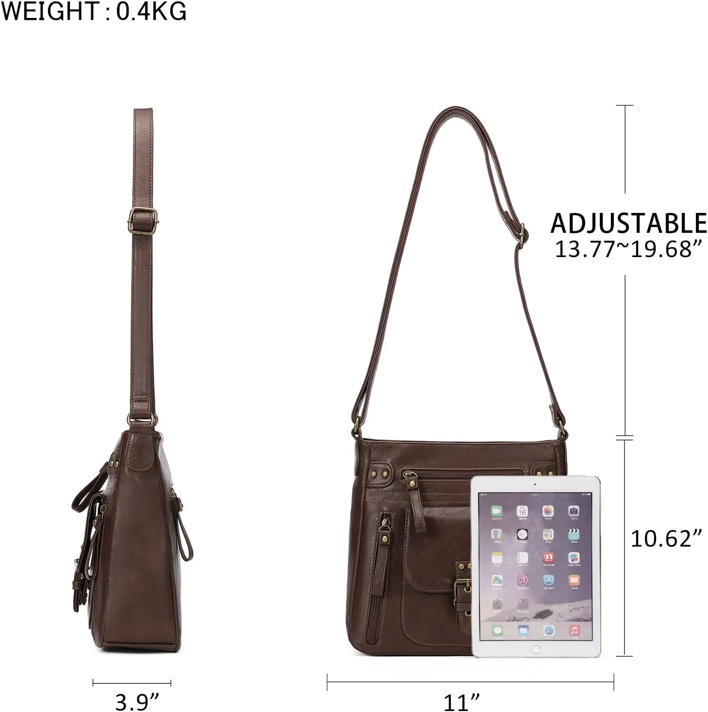 KL928 Crossbody Bags for Women, Multi Pocket Shoulder Bags, Medium PU Leather Cross Body Purses