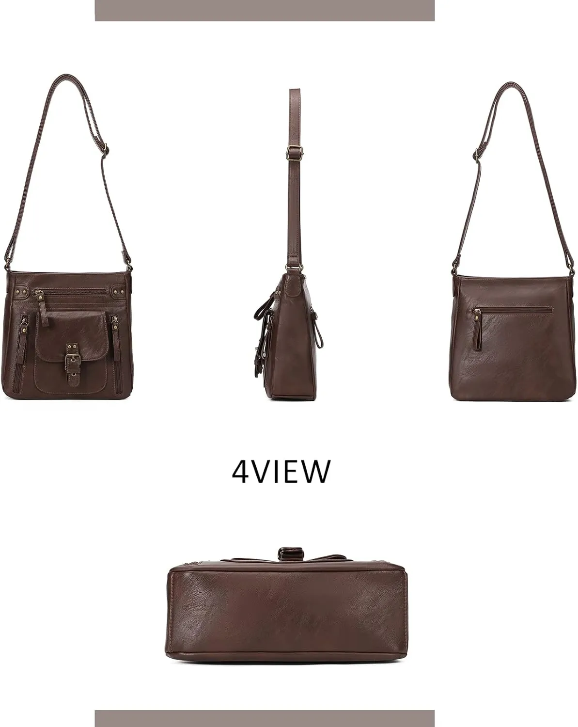 KL928 Crossbody Bags for Women, Multi Pocket Shoulder Bags, Medium PU Leather Cross Body Purses
