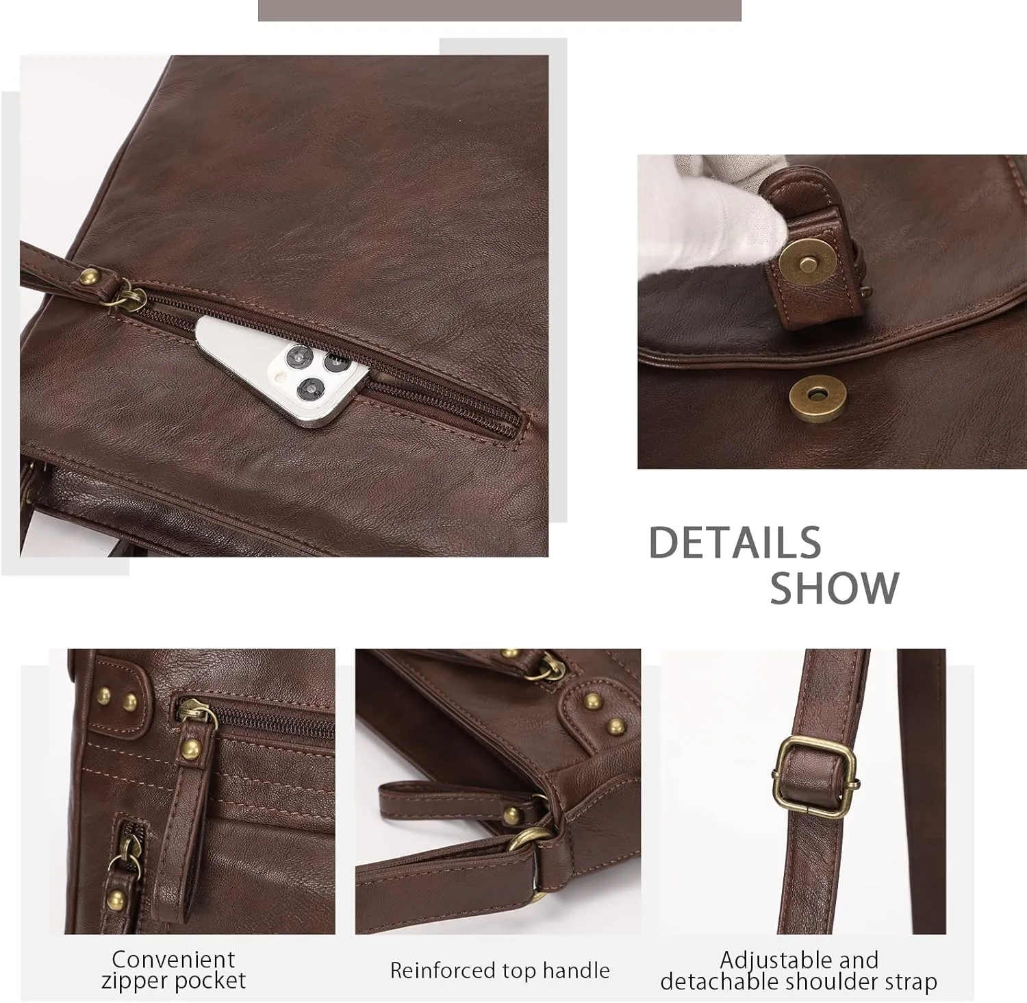 KL928 Crossbody Bags for Women, Multi Pocket Shoulder Bags, Medium PU Leather Cross Body Purses