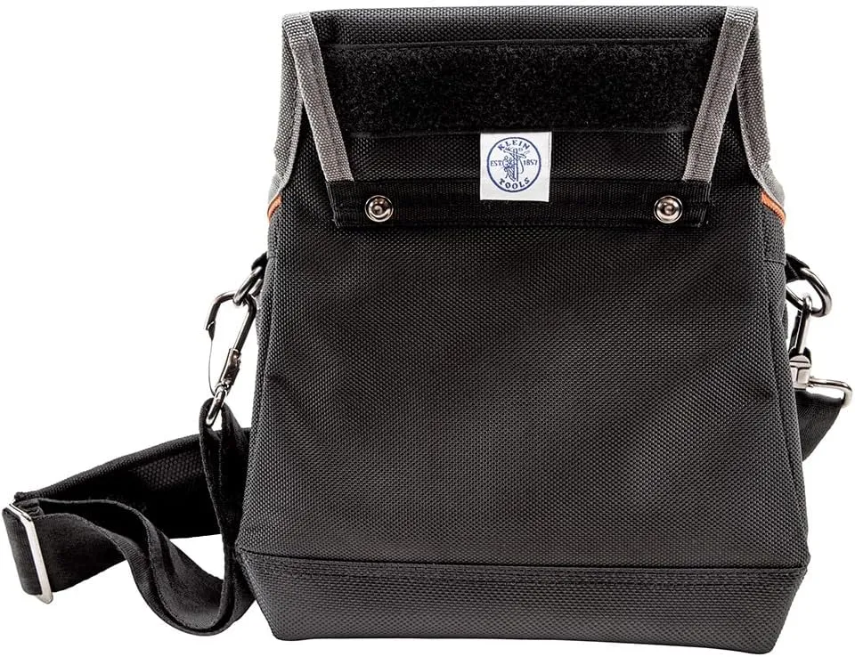 Klein Tools 5243 Tradesman Pro Tool Pouch with Padded Shoulder Strap, Reinforced Bottoms and Electrical Tape Thong, 15-Pocket