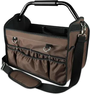 KUNLUN 15-Inch Open Top Tool Bag, Electrician Tool Bag, Tool Tote Bag Organizer for Easy Tool Access, 33 Pockets Foldable Tool Carrier with Rotating Steel Handle and Removable Shoulder Strap