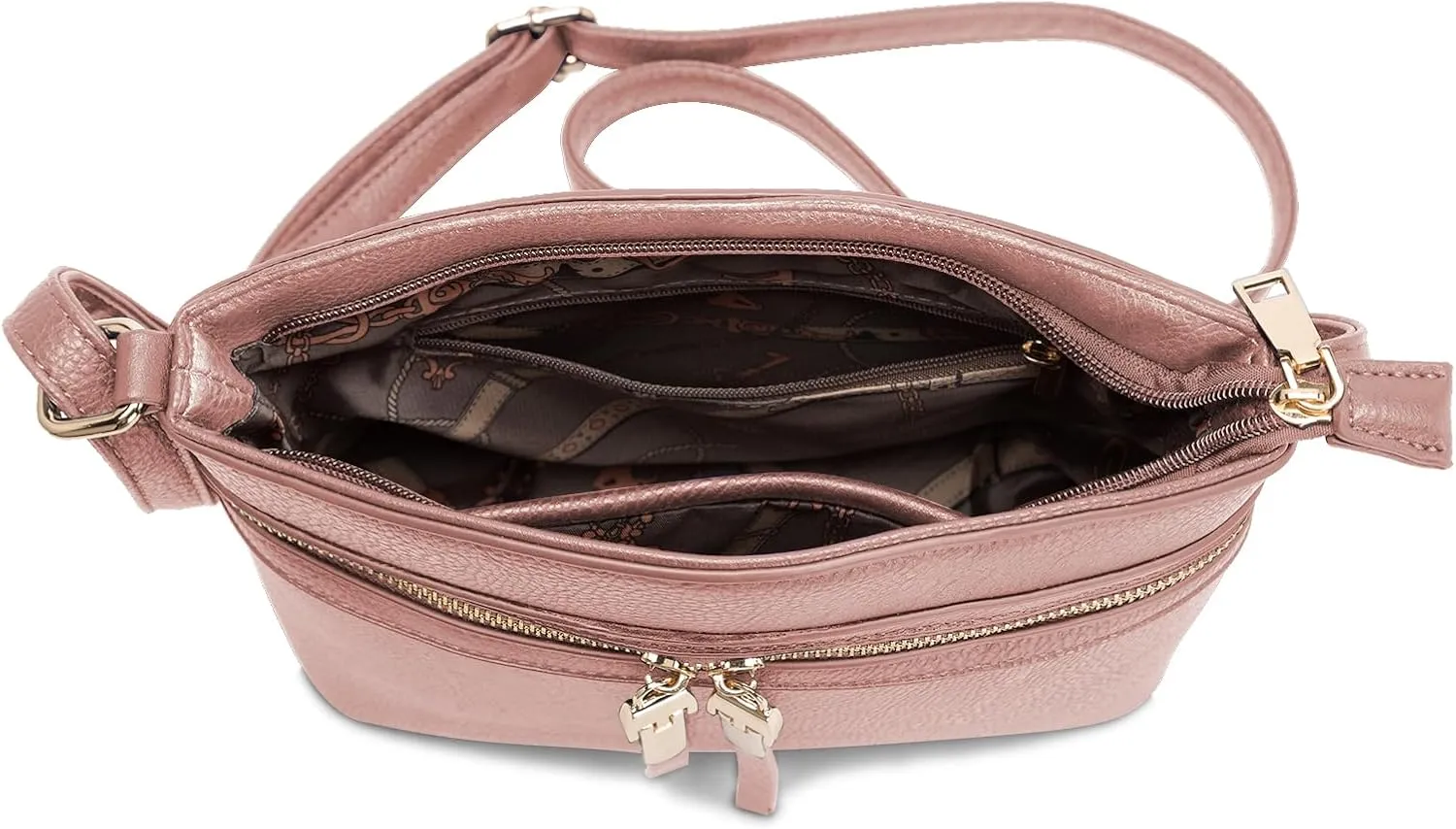 LA TERRE Zipper Pocket Crossbody Bags, Lightweight Medium Crossbody Purses Women's Shoulder Handbags