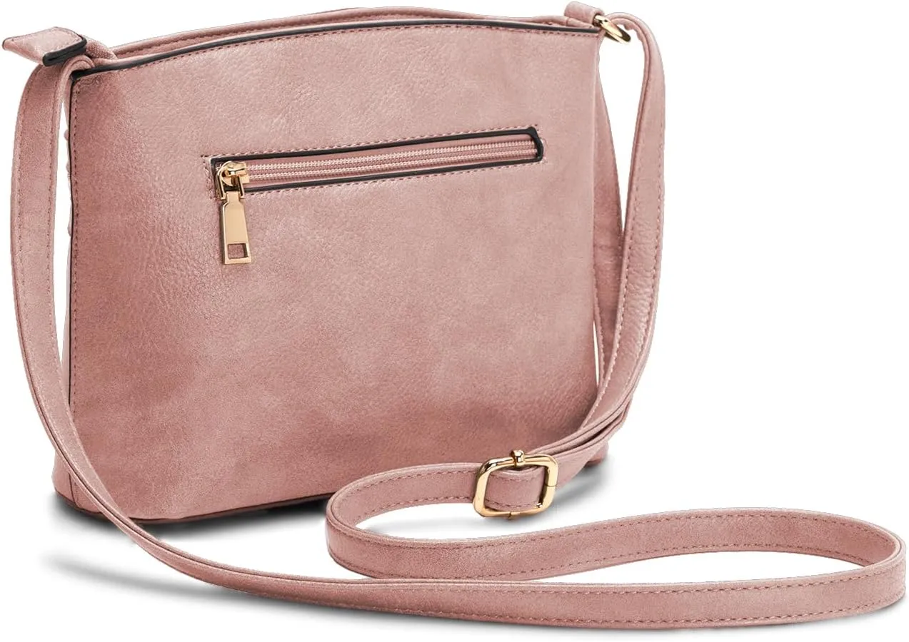 LA TERRE Zipper Pocket Crossbody Bags, Lightweight Medium Crossbody Purses Women's Shoulder Handbags