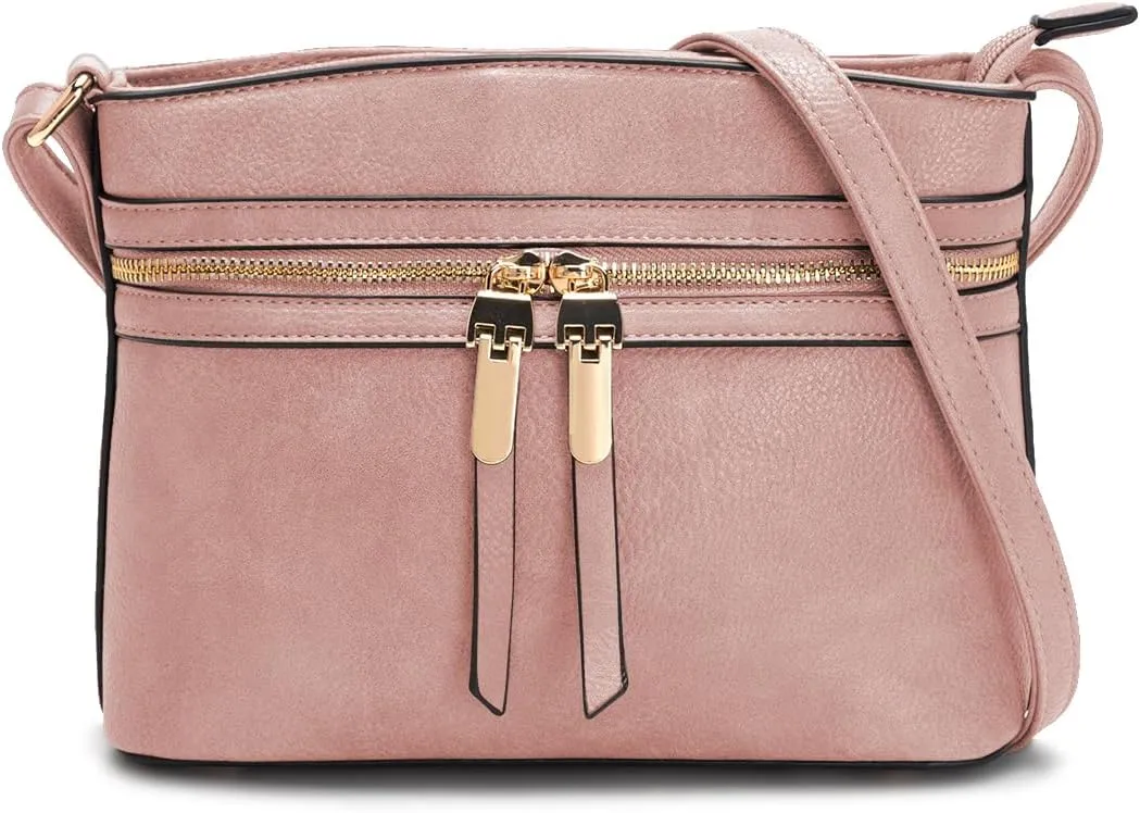 LA TERRE Zipper Pocket Crossbody Bags, Lightweight Medium Crossbody Purses Women's Shoulder Handbags