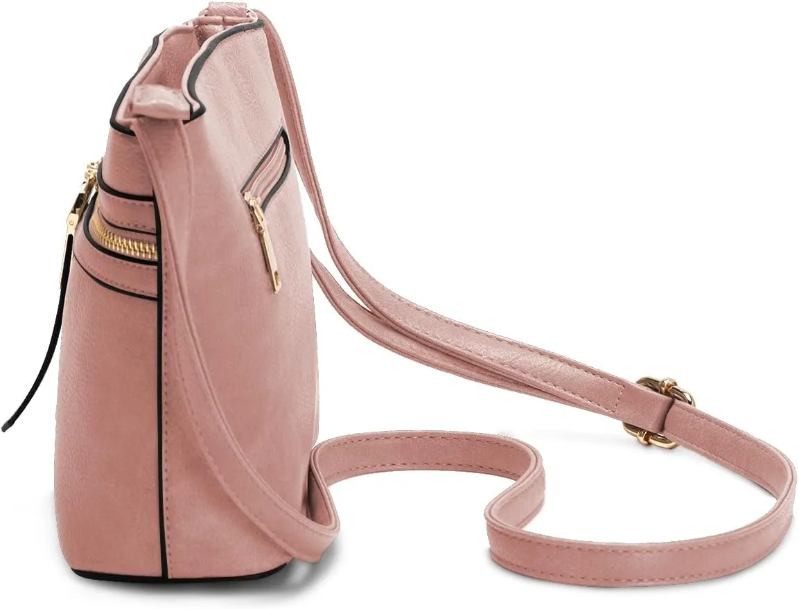 LA TERRE Zipper Pocket Crossbody Bags, Lightweight Medium Crossbody Purses Women's Shoulder Handbags