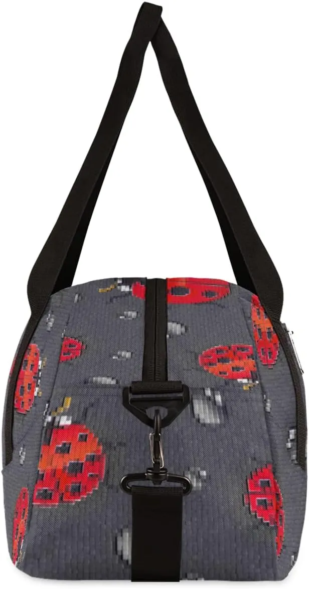 Ladybugs Kids Duffel Bag for Girls Boys Teens, Ladybugs Pixel Wind Dance Bag Overnight Small Duffel Bag Carry On Weekend Sports Gym Travel Bag for School Practice Gymnastics Ballet