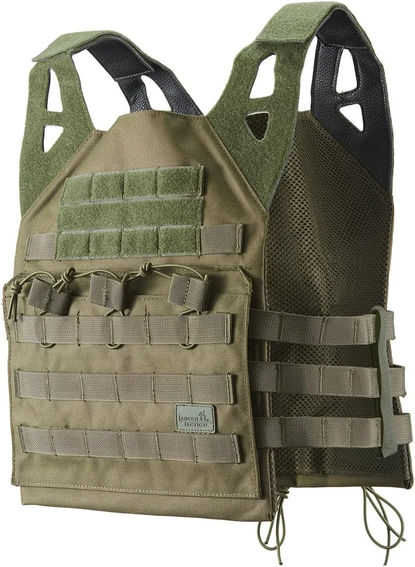 Lancer Tactical Airsoft Lightweight Molle Tactical Vest with Retention Cords-One size Fully adjustable Customizable Fit