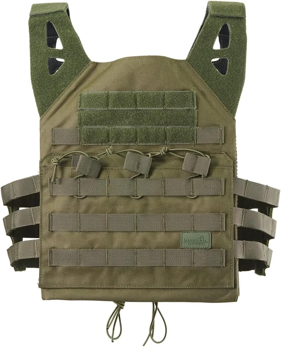 Lancer Tactical Airsoft Lightweight Molle Tactical Vest with Retention Cords-One size Fully adjustable Customizable Fit