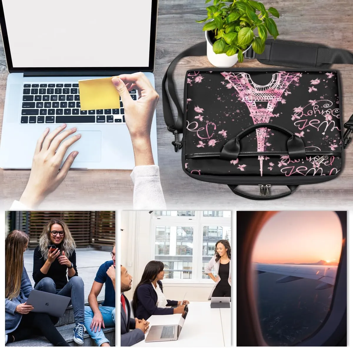 Laptop Bag for Women Men Waterproof Laptop Shoulder Bag 14-15.6 Inch Computer Messenger Bag Carrying Case
