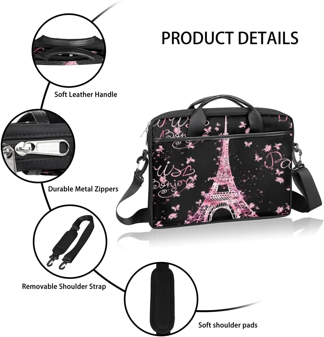 Laptop Bag for Women Men Waterproof Laptop Shoulder Bag 14-15.6 Inch Computer Messenger Bag Carrying Case