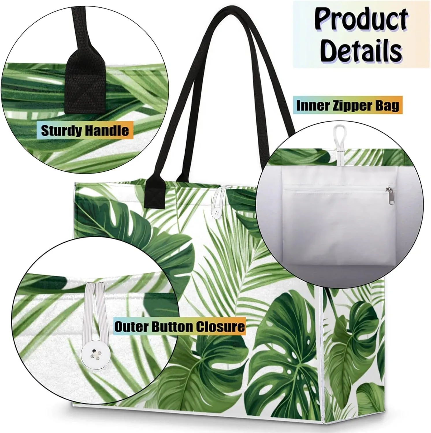 Large Beach Bag,Waterproof Sandproof Tote Bag with Pocket