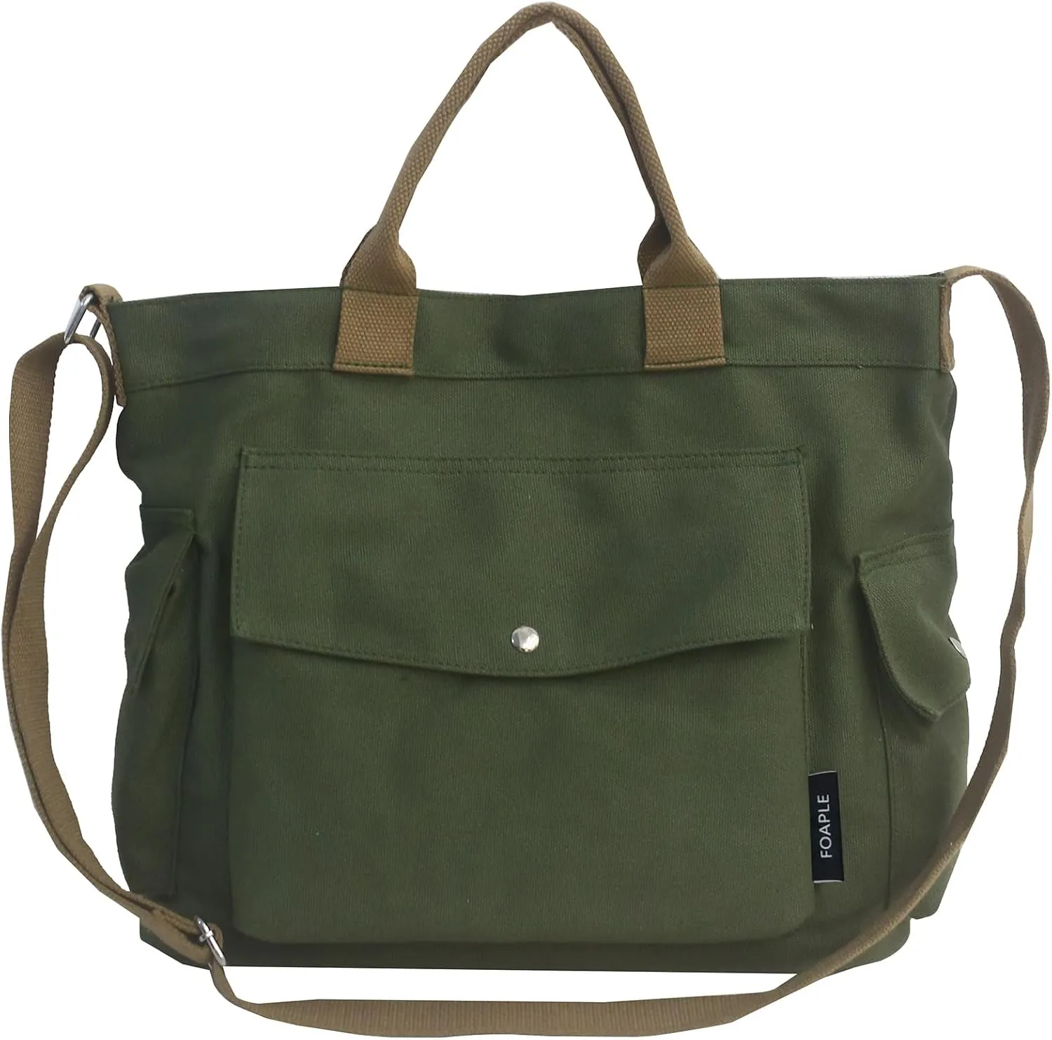 Large Canvas Tote Bag for Women Men Shoulder Bags Hobo Handbags with Multi-Pockets Casual Bag for Travel, Work