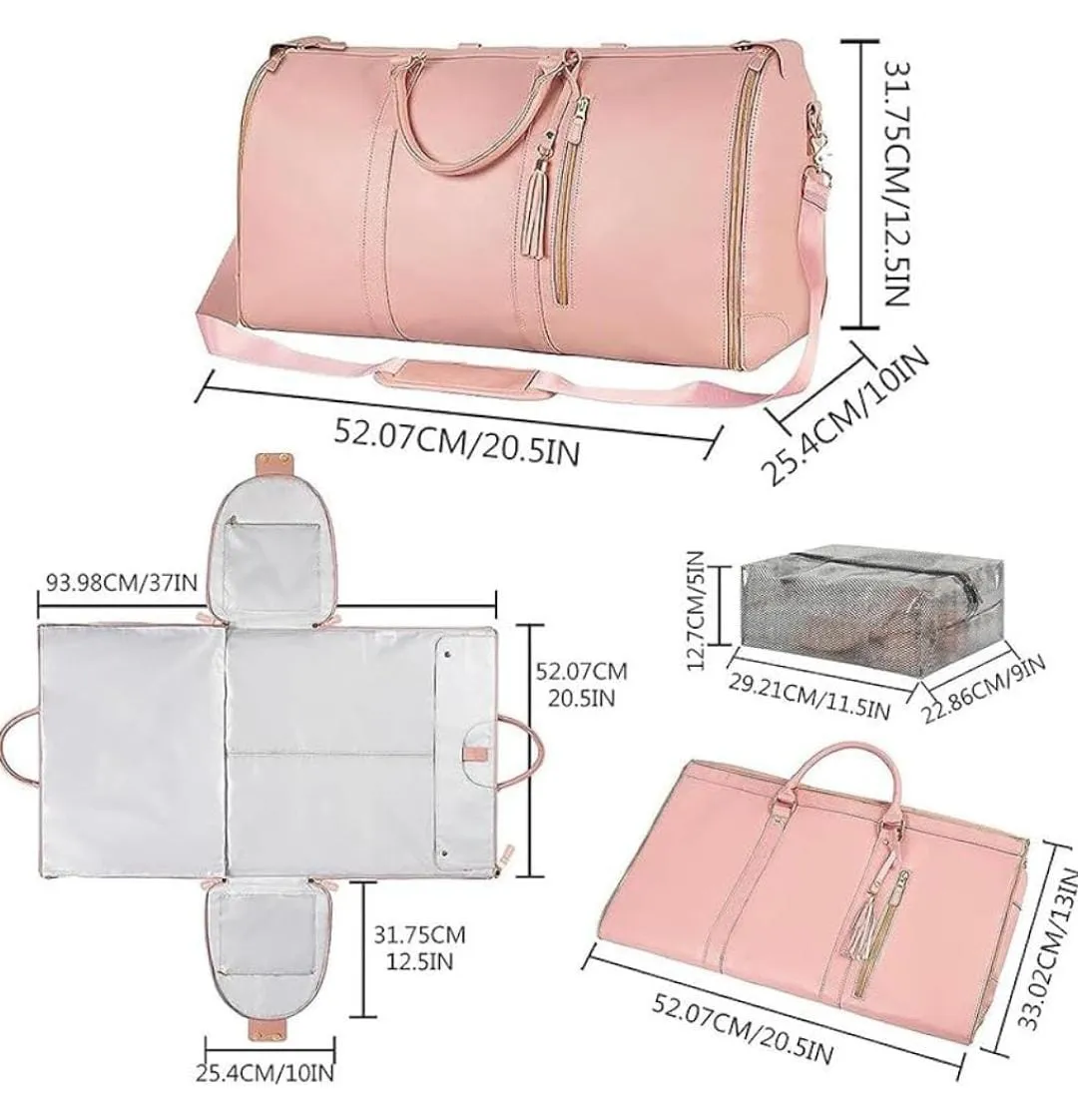 Large Capacity Carry On Garment Bag PU Leather Duffle Bag