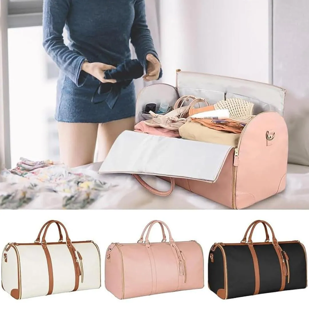 Large Capacity Carry On Garment Bag PU Leather Duffle Bag