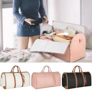 Large Capacity Carry On Garment Bag PU Leather Duffle Bag