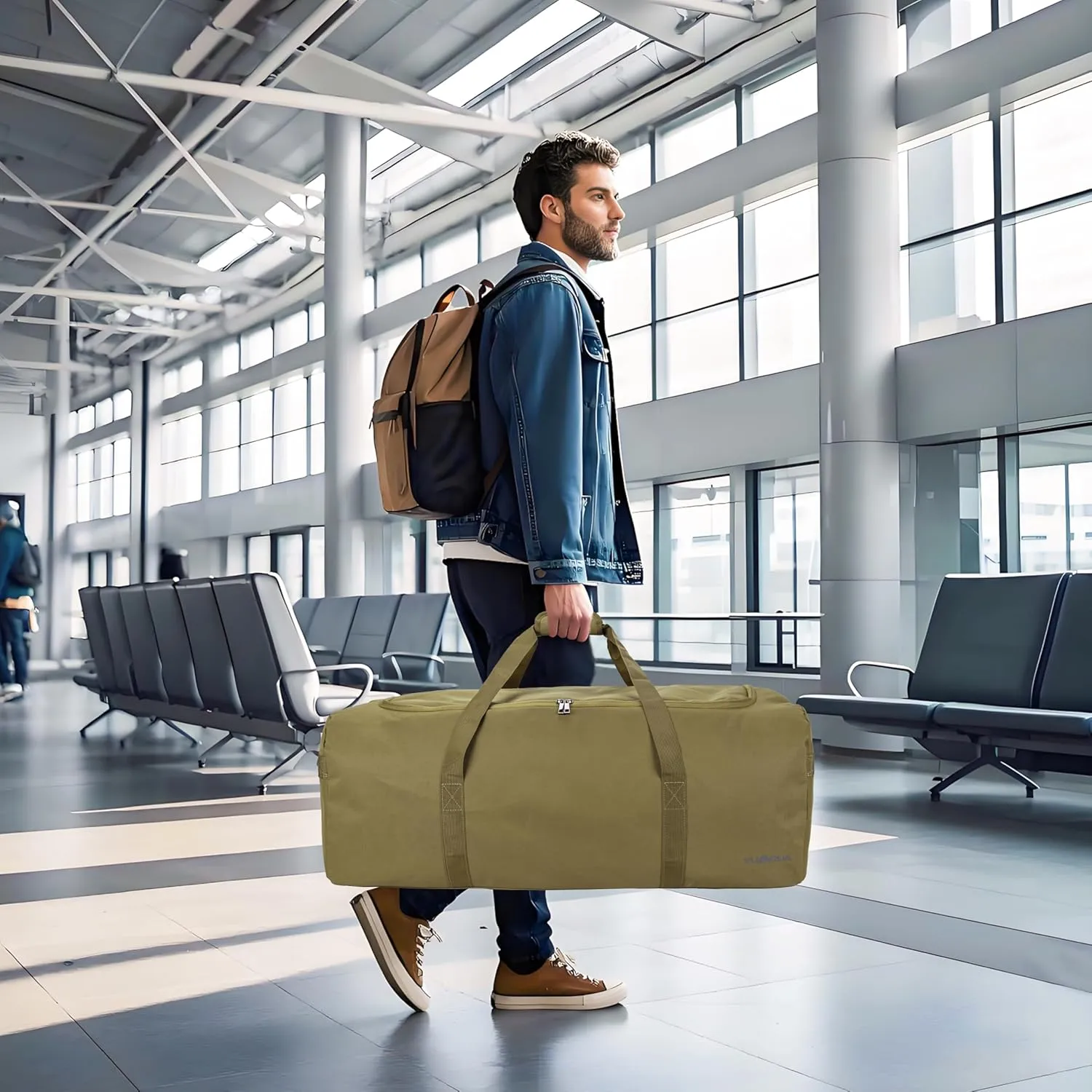 Large Duffle Bag for Travel, 100L Travel Bags for Men Extra Large Duffel Bag Water & Tear Resistant Women Weekender Bag w/Shoulder Strap for House Moving Travel Essentials Camping Gear Storage