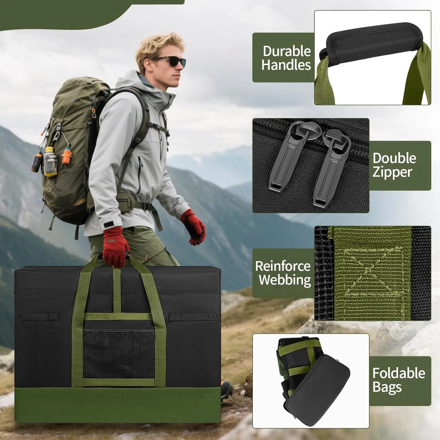 Large Duffle Bag for Travel,120L Water-resistant Camping Storage Tote, Foldable Canvas Duffle Outdoor Luggage Duffle Bag Organizer for Travel, Picnic, Moving