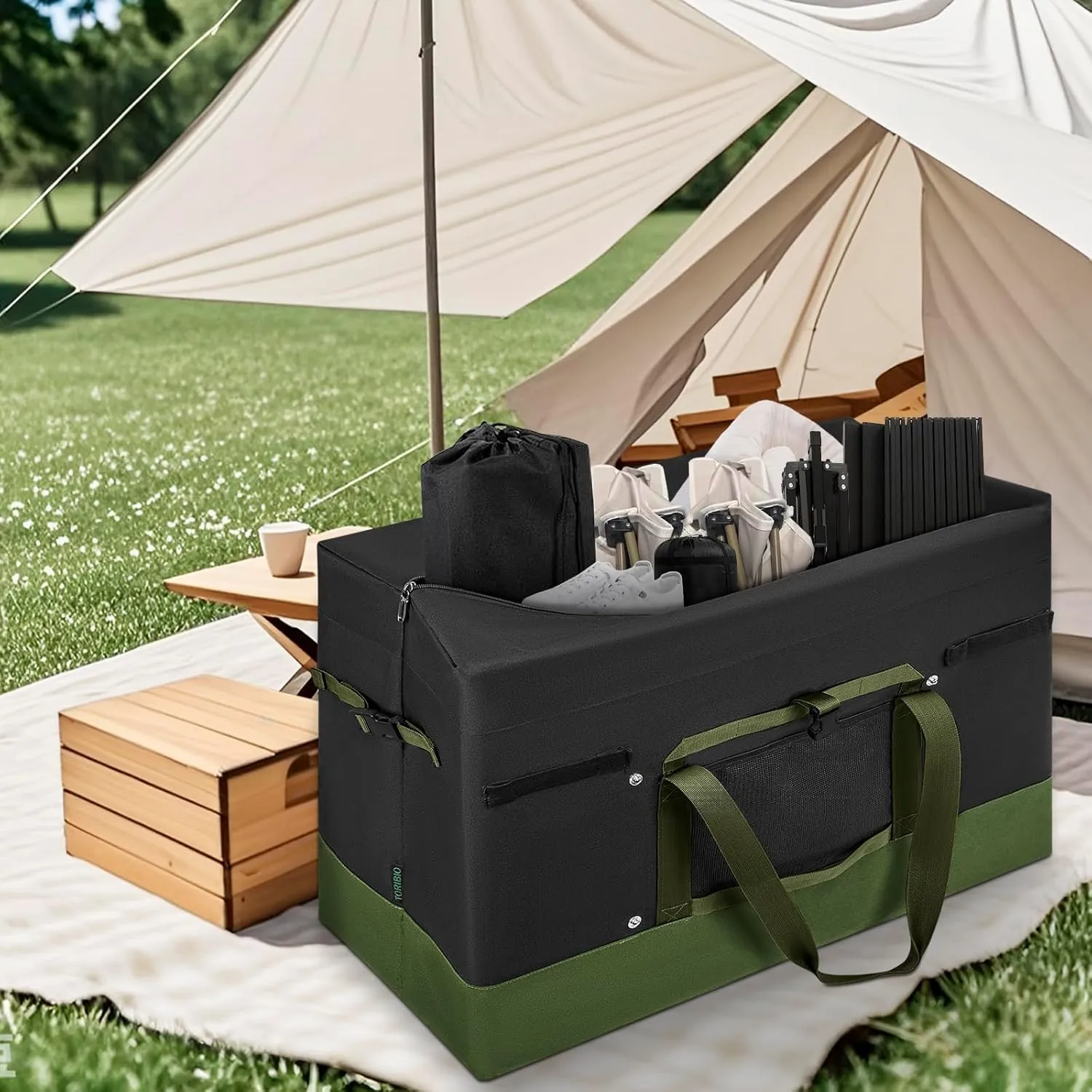 Large Duffle Bag for Travel,120L Water-resistant Camping Storage Tote, Foldable Canvas Duffle Outdoor Luggage Duffle Bag Organizer for Travel, Picnic, Moving