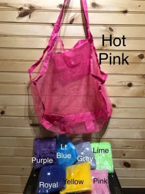 Large Mesh Beach Tote - Hot Pink