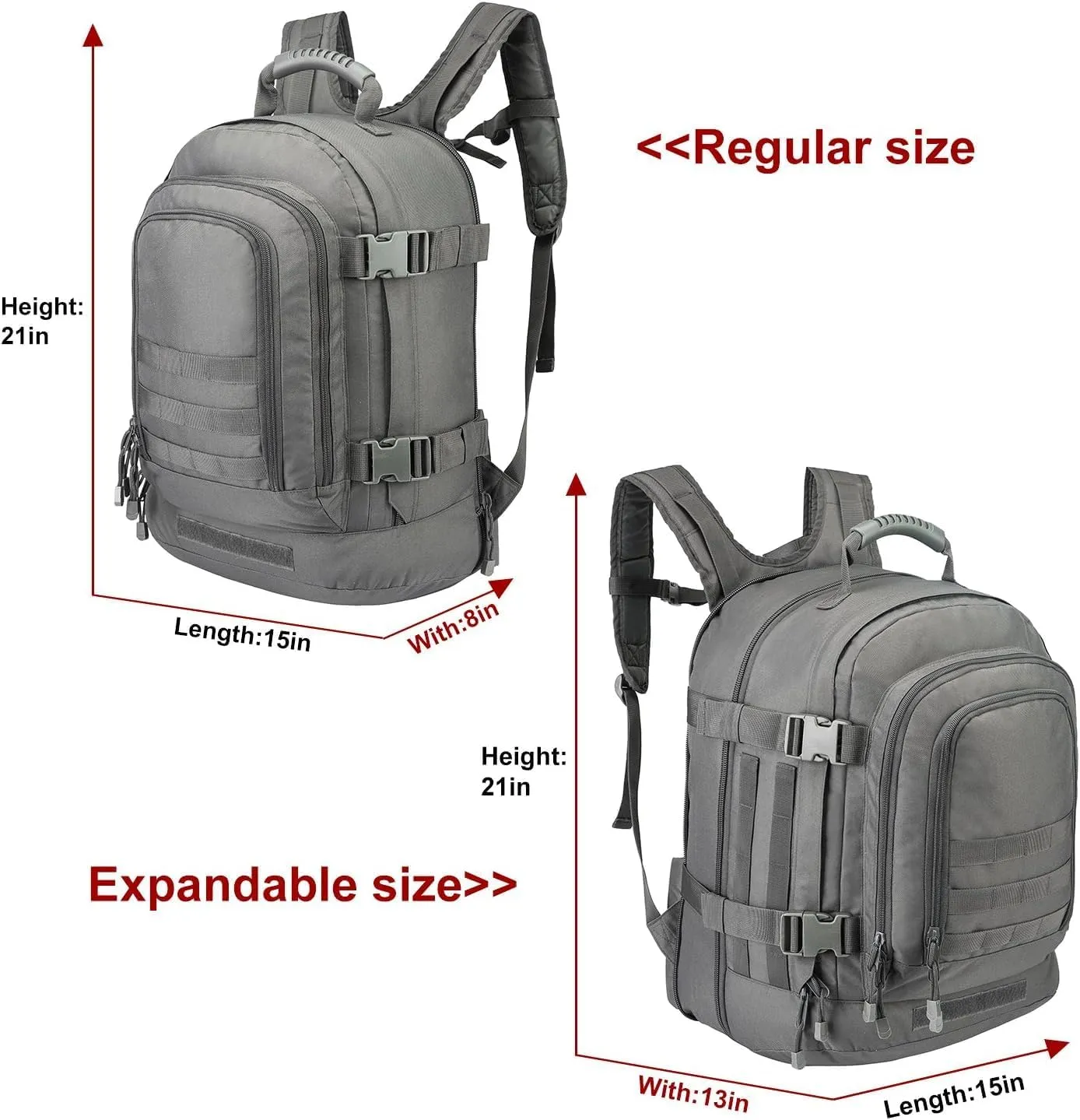 Large Tactical Expandable Backpack 39L-64L Military Bug Out Bag With Waist Strap