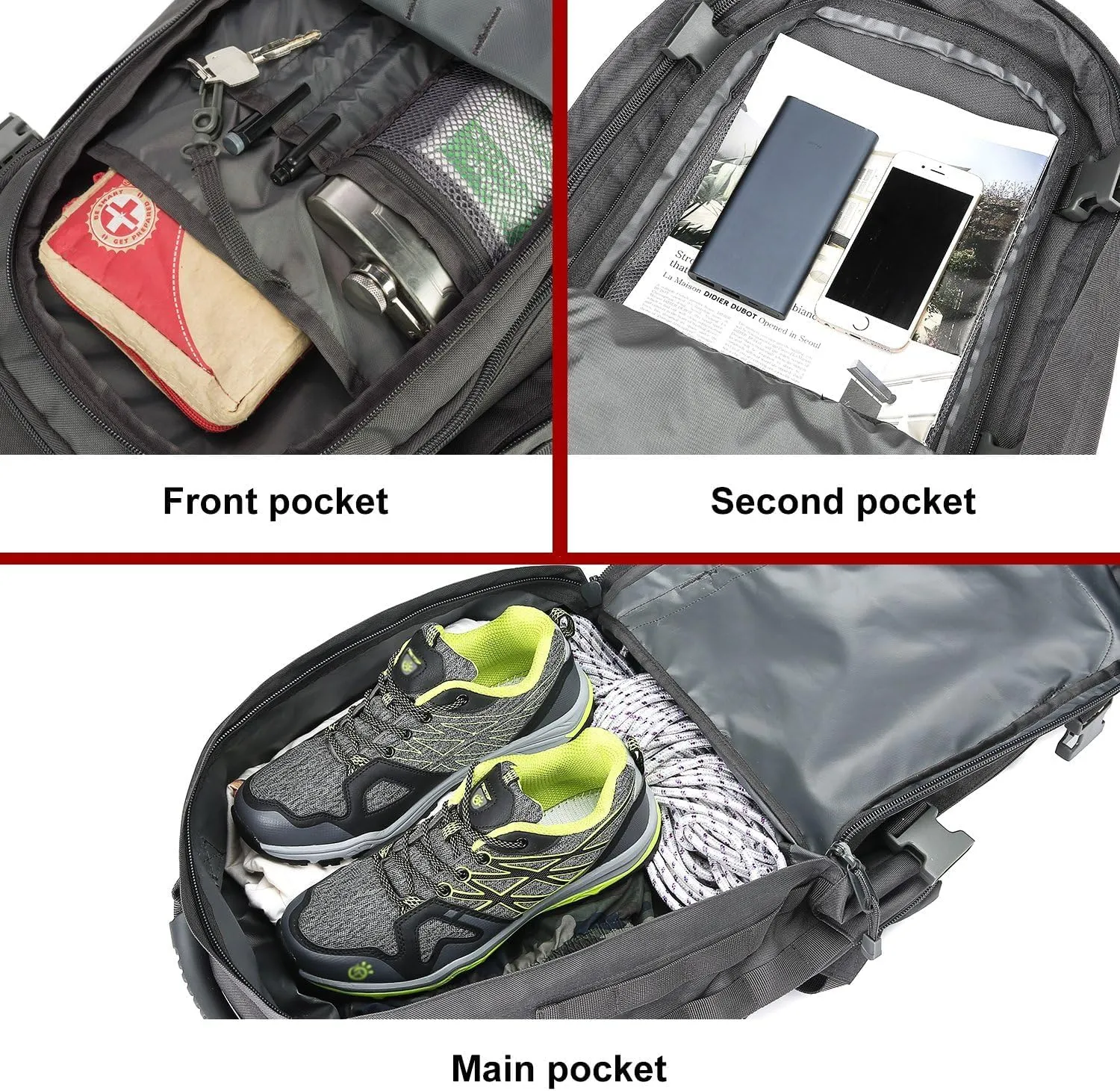 Large Tactical Expandable Backpack 39L-64L Military Bug Out Bag With Waist Strap