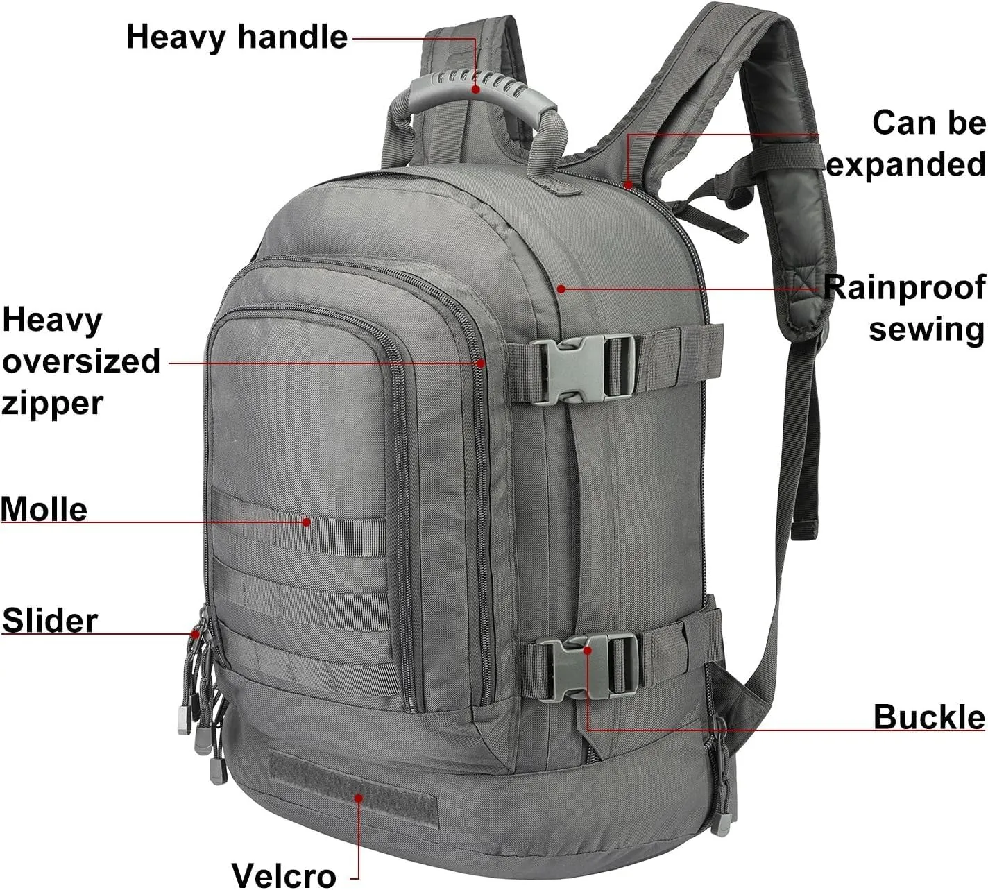 Large Tactical Expandable Backpack 39L-64L Military Bug Out Bag With Waist Strap