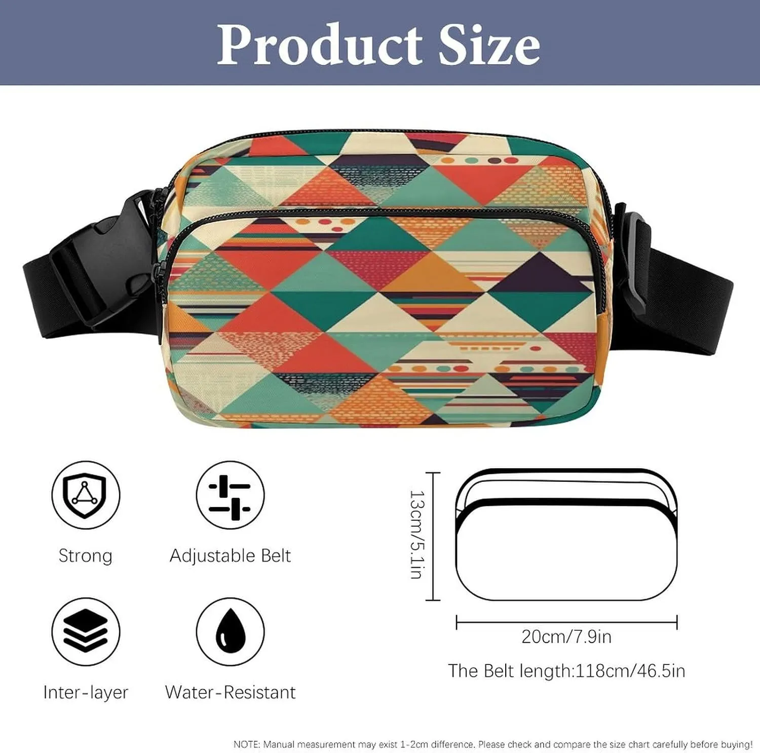 Large Waist Packs with Adjustable Strap,Bright Colors And Stripes CrossBody Fanny Pack Casual Bag for Travel Sports Running Hiking