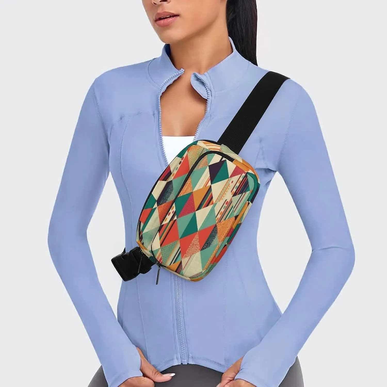 Large Waist Packs with Adjustable Strap,Bright Colors And Stripes CrossBody Fanny Pack Casual Bag for Travel Sports Running Hiking
