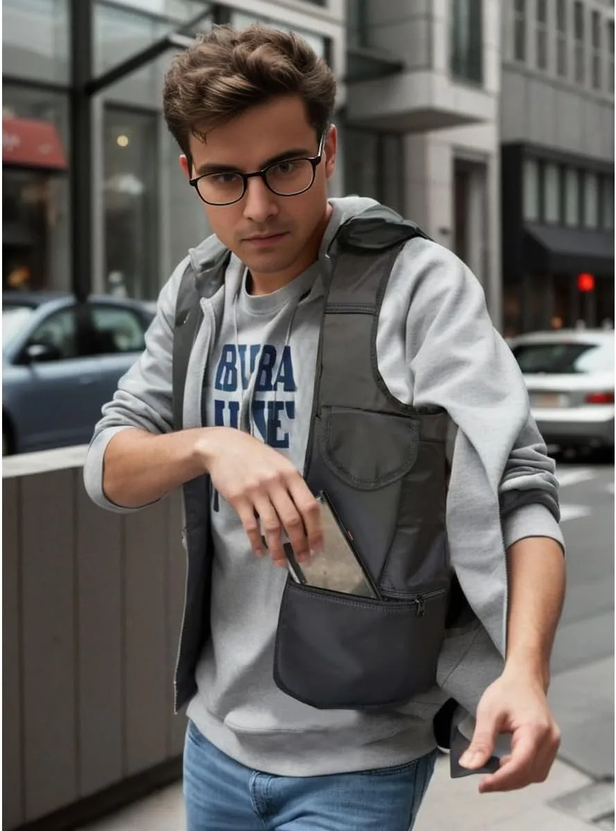 Larswon Underarm Shoulder Bag with Hidden Pocket and Wallet - Anti Theft Armpit Bag for Left-handed