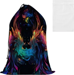 Laundry Bag Symbolic Use Of Animals Large Dirty Clothes Organizer Travel Bag with Drawstring for Home
