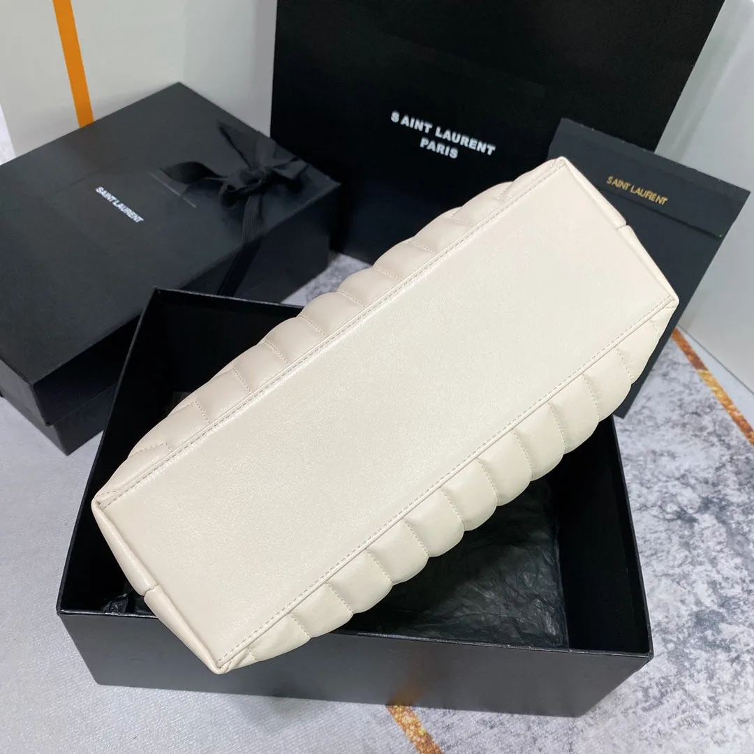 Laurent MEDIUM 32 Giant discount GOLD LOULOU QUILTED Saint LEATHER Durable materials HARDWARE WHITE