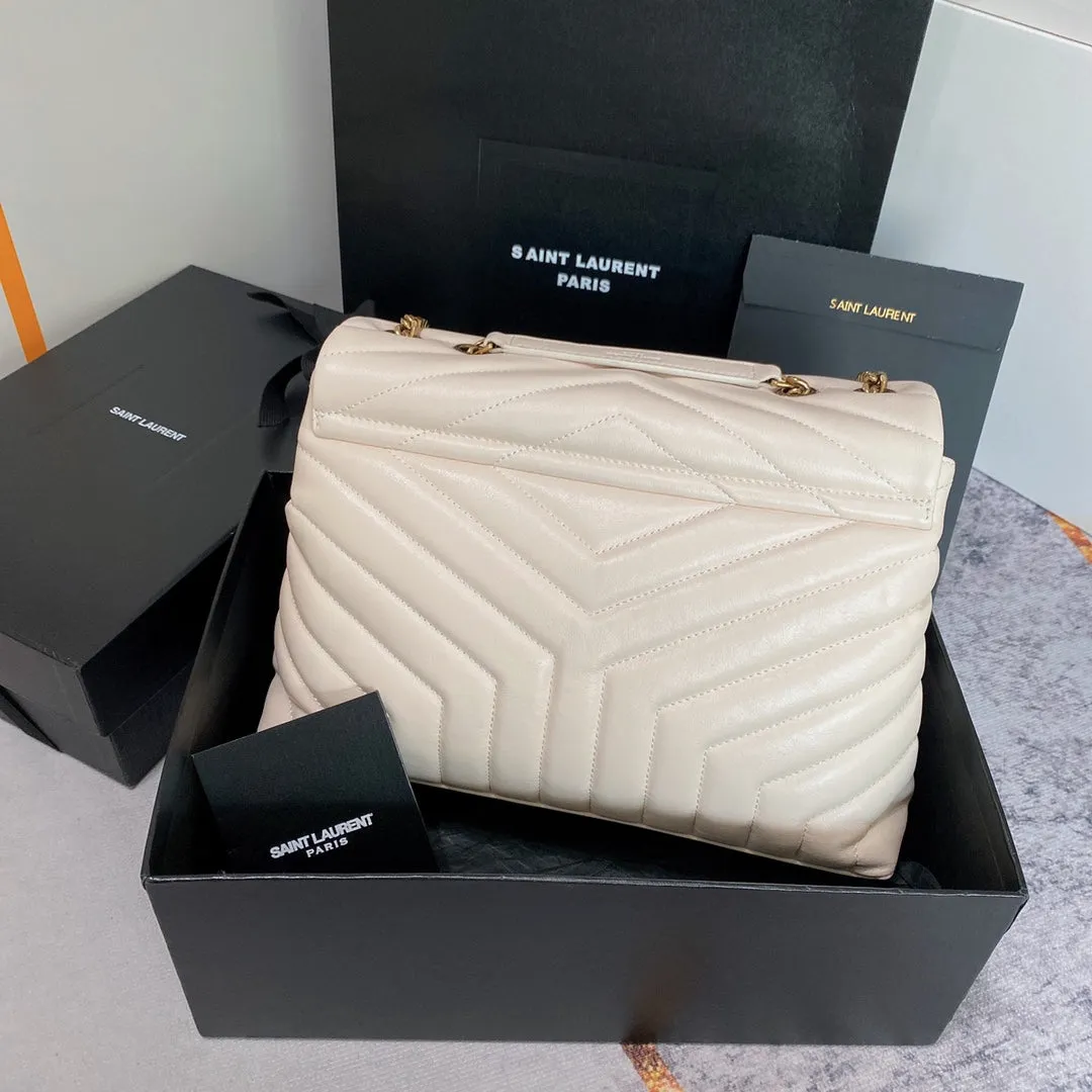 Laurent MEDIUM 32 Giant discount GOLD LOULOU QUILTED Saint LEATHER Durable materials HARDWARE WHITE