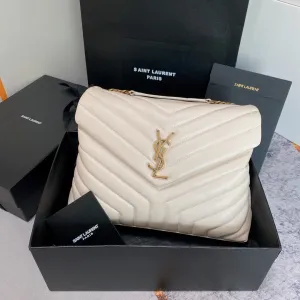 Laurent MEDIUM 32 Giant discount GOLD LOULOU QUILTED Saint LEATHER Durable materials HARDWARE WHITE