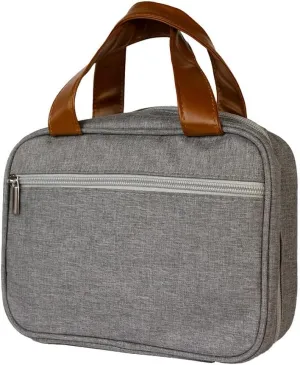 LDS Quad or Triple & Bible Scripture Carrying Case - Gray with Brown Handles and Zipper Pouches Bag Tote