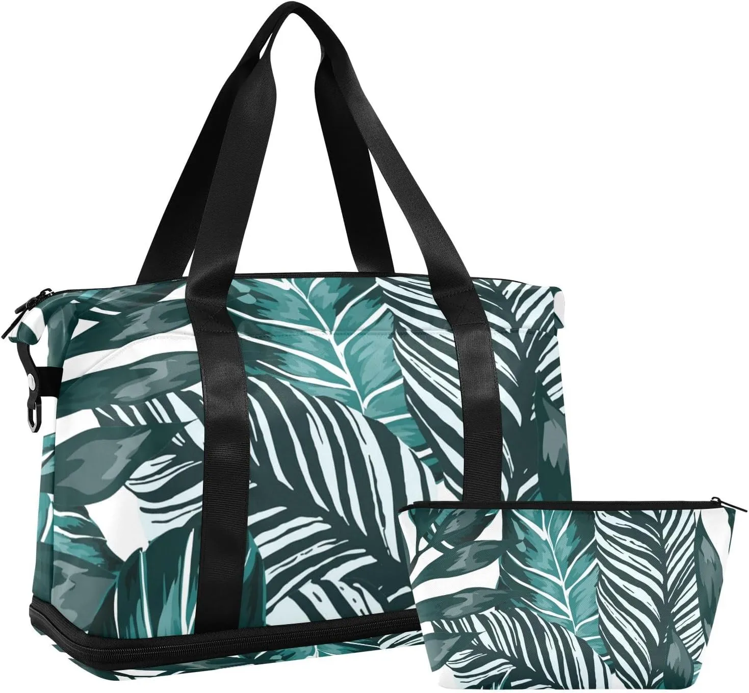 Leaf Green Versatile Sports Travel Bag - Lasting Twill Tote, Removable Wheel & Rod Bagging, Multi-pocket Design, Complimentary Makeup Bag