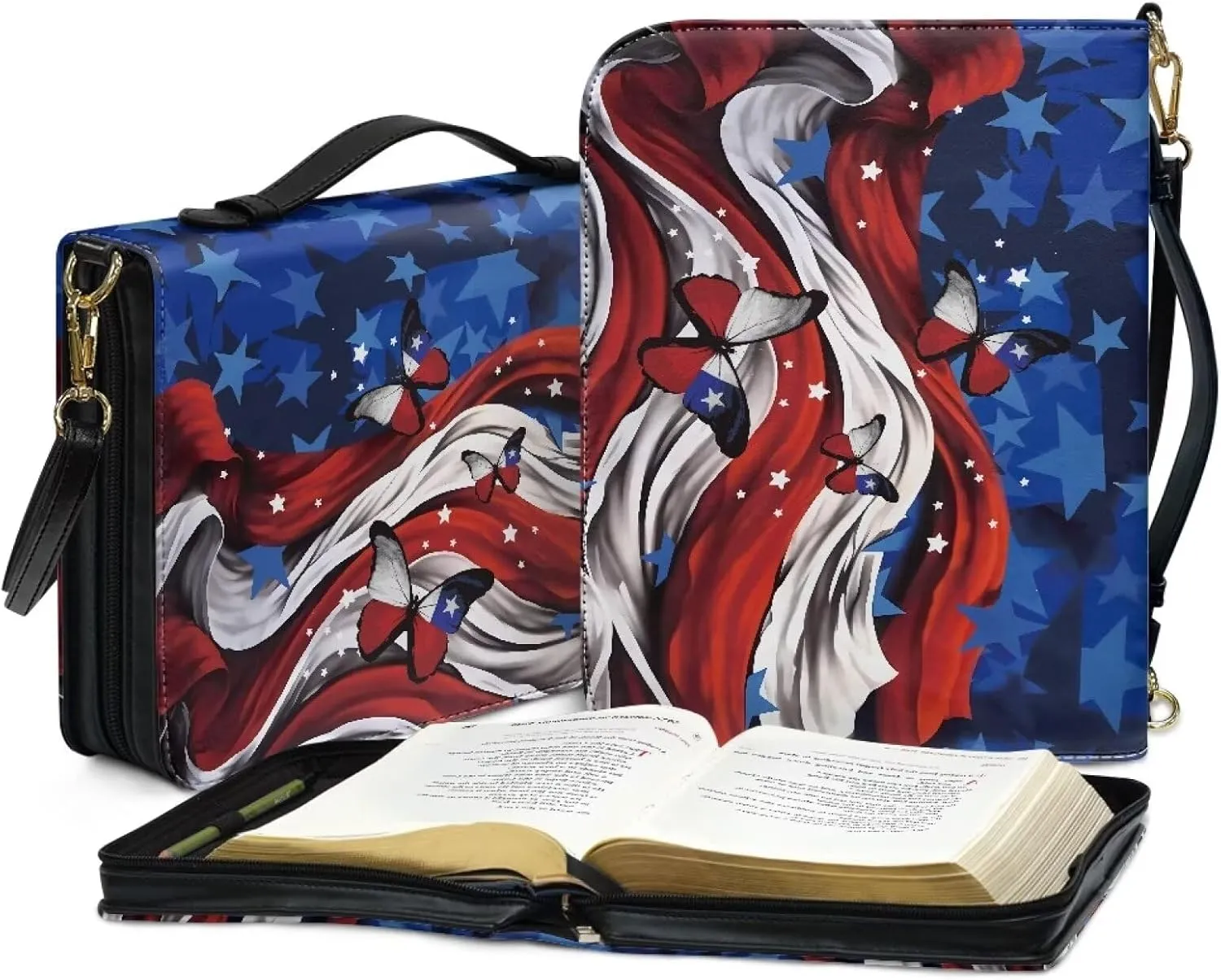Leather Bible Bags with Shoulder Strap for Women Water Resistant Bible Book Covers