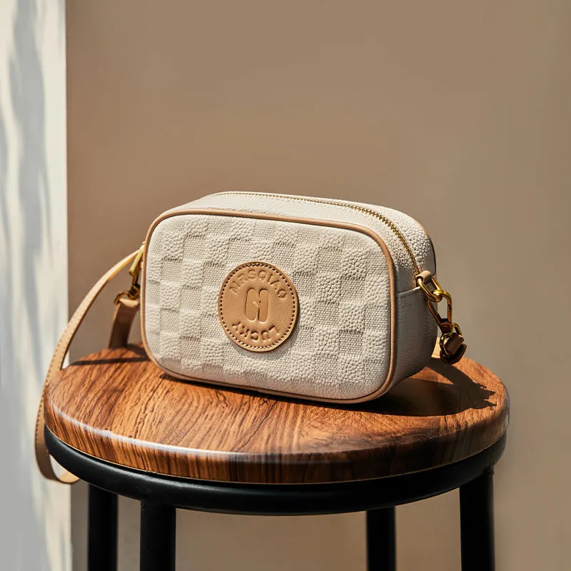 Leather Checkered Versatile Performance-driven Local delivery Shoulder Bag