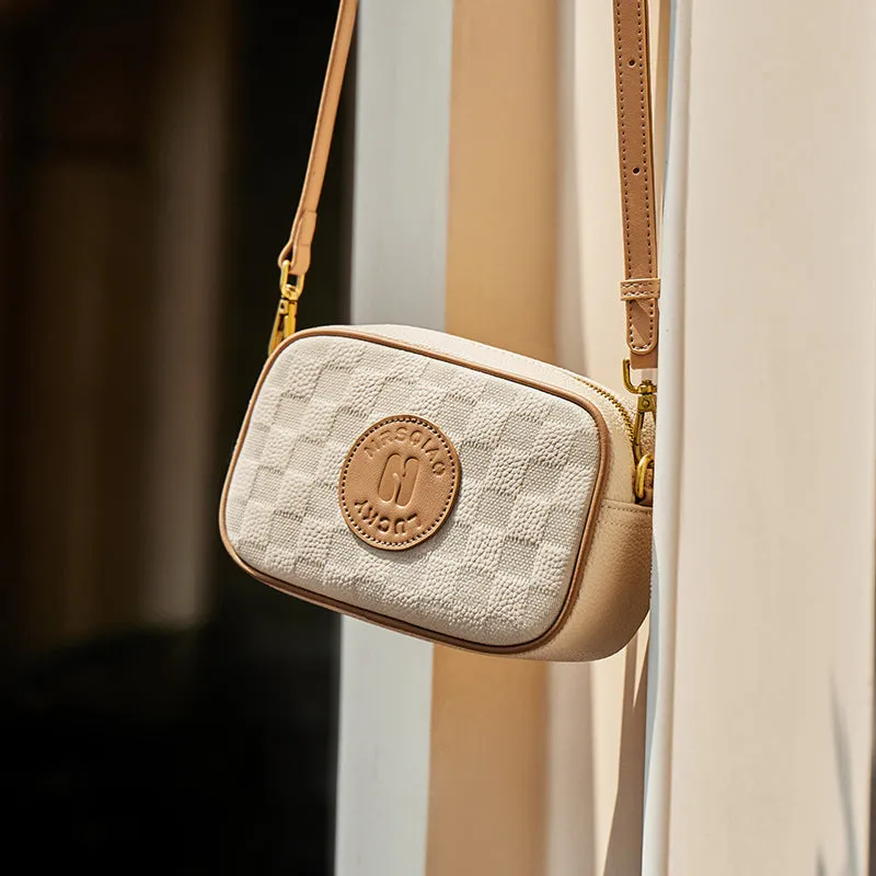 Leather Checkered Versatile Performance-driven Local delivery Shoulder Bag