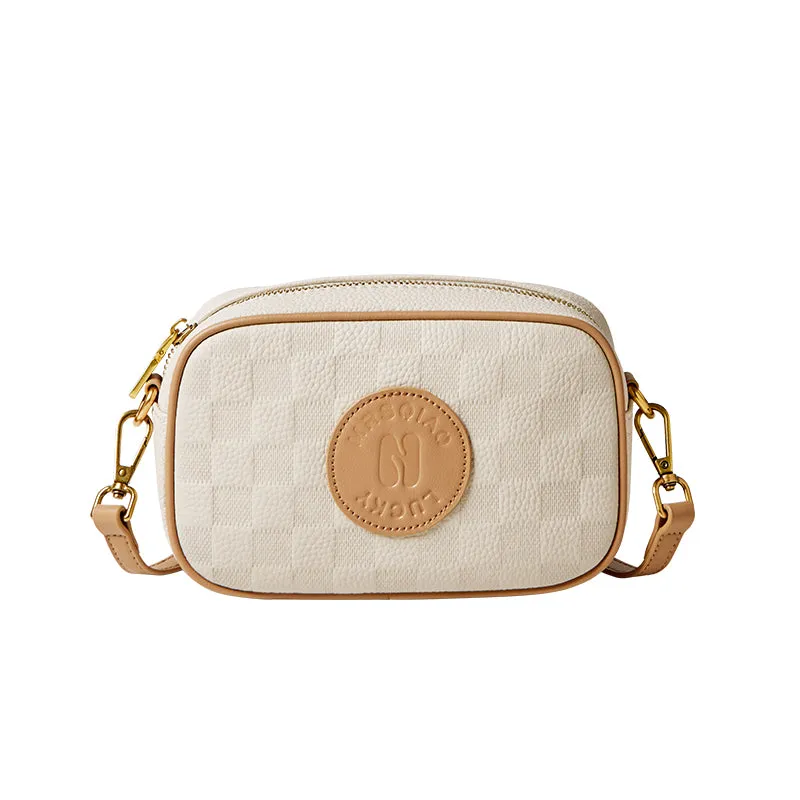 Leather Checkered Versatile Performance-driven Local delivery Shoulder Bag