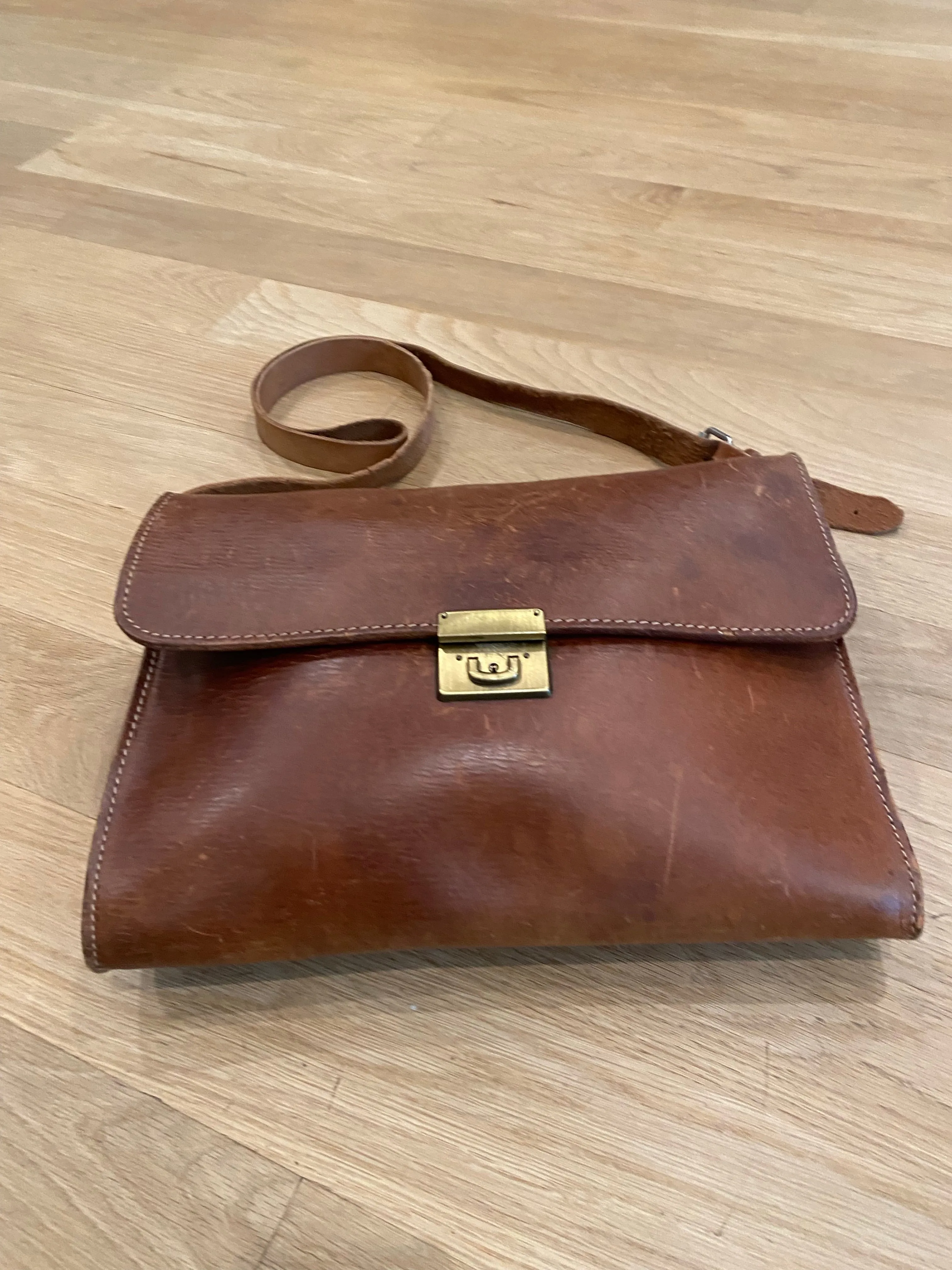 Leather Messenger Bag, 1970’s