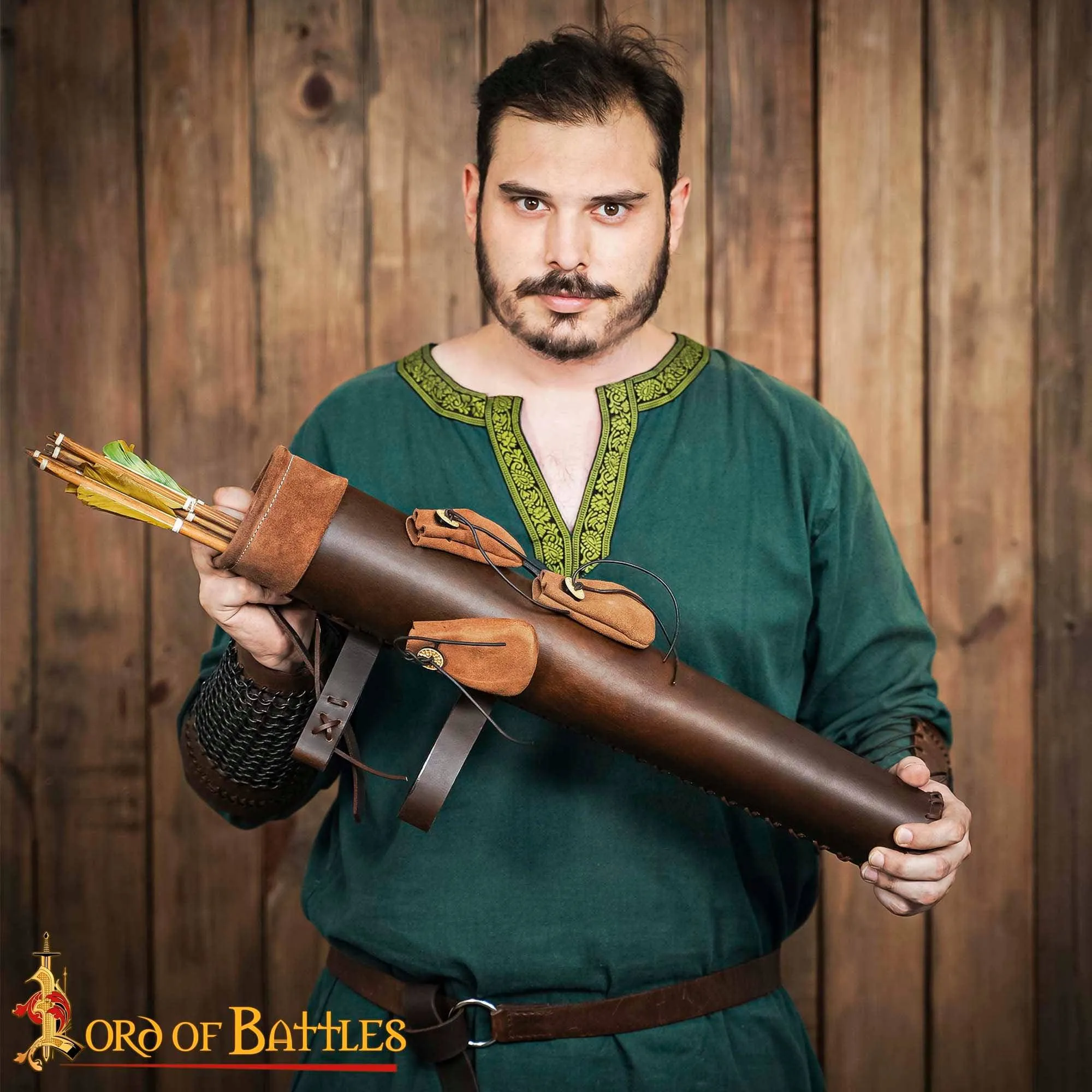 Leather Quiver with 3 Pouches