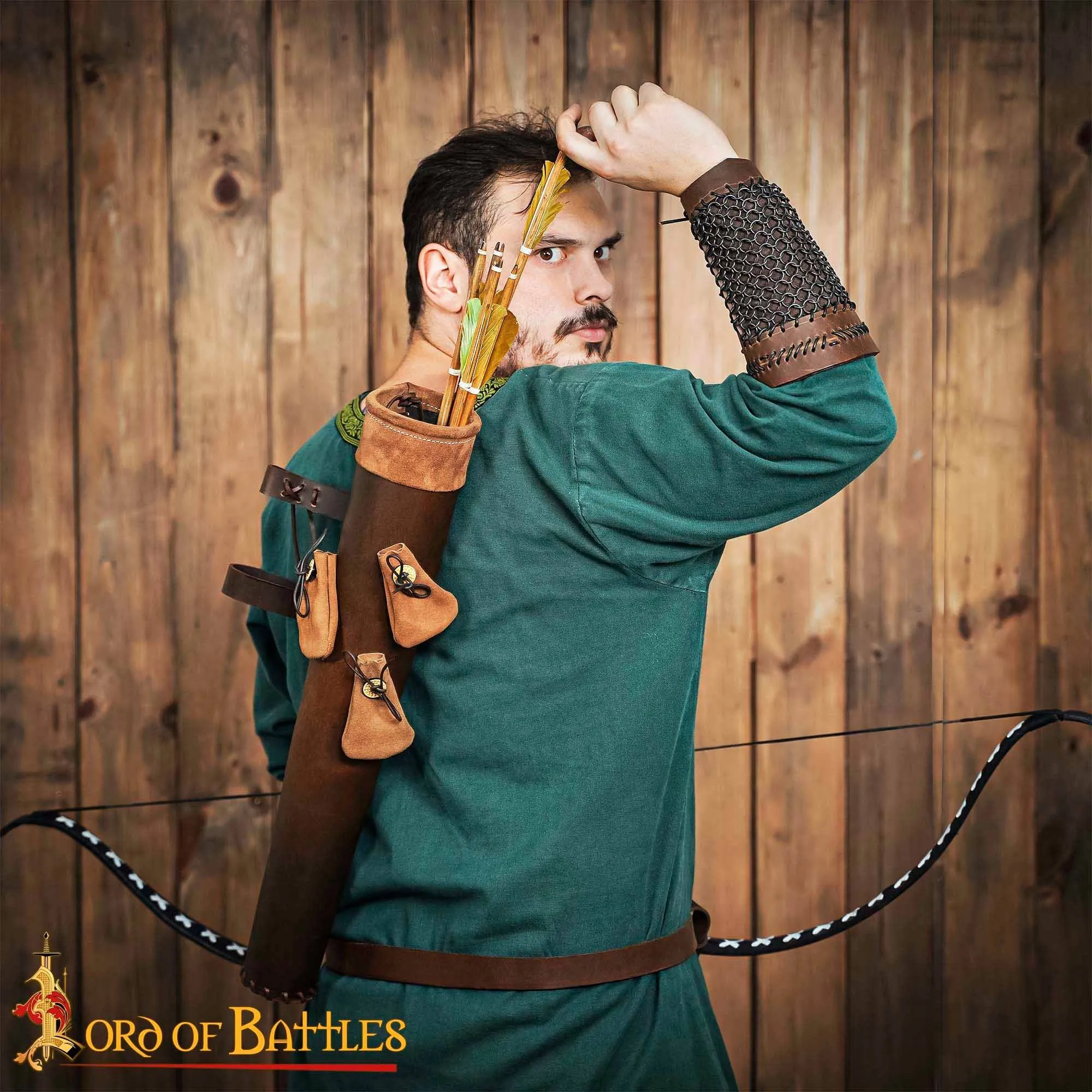 Leather Quiver with 3 Pouches
